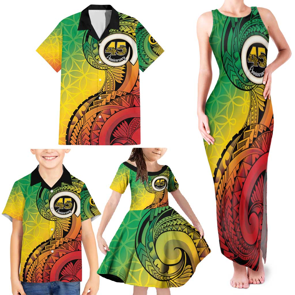 Vanuatu 45th Independence Anniversary Family Matching Tank Maxi Dress and Hawaiian Shirt Ni-Van Sandroing - Polynesian Pride