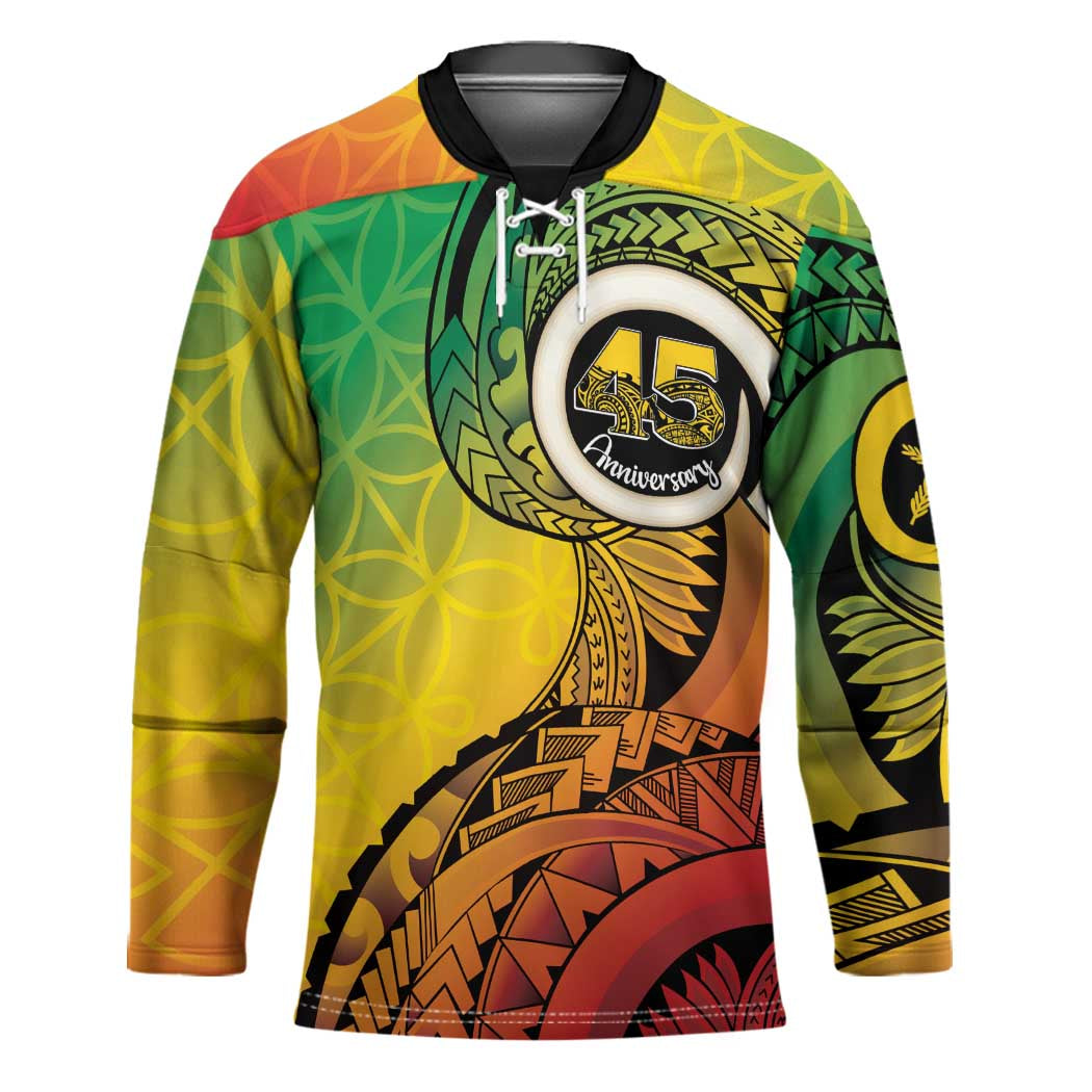 Vanuatu 45th Independence Anniversary Hockey Jersey Ni-Van Sandroing LT7 Unisex Colorful - Polynesian Pride