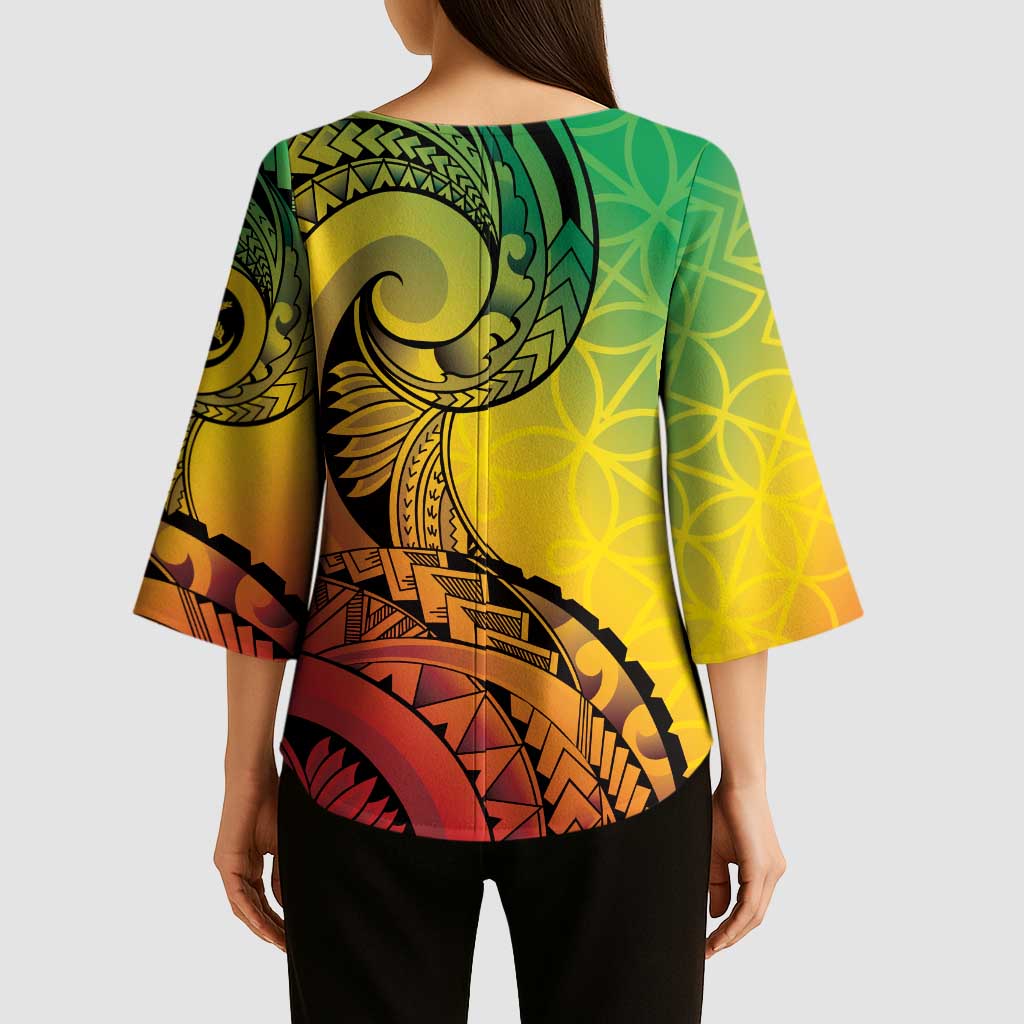 Vanuatu 45th Independence Anniversary Kimono Sleeve Blouse Ni-Van Sandroing - Polynesian Pride