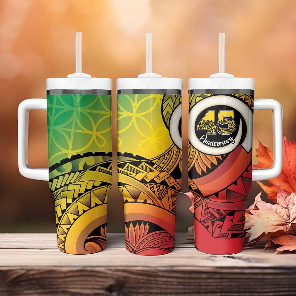 Vanuatu 45th Independence Anniversary Tumbler With Handle Ni-Van Sandroing - Polynesian Pride