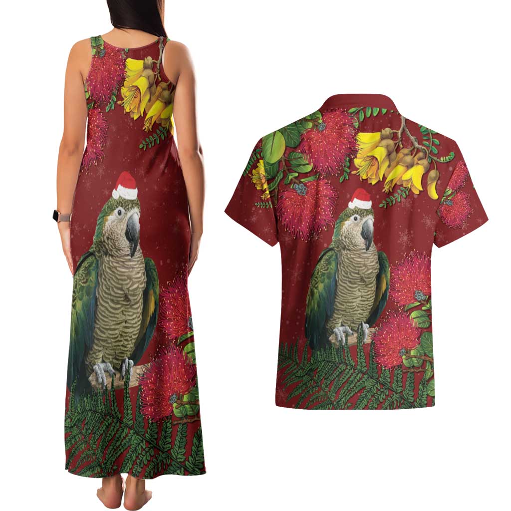 Kakapo Bird New Zealand Couples Matching Tank Maxi Dress and Hawaiian Shirt Floral Christmas LT7 - Polynesian Pride