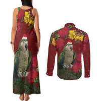 Kakapo Bird New Zealand Couples Matching Tank Maxi Dress and Long Sleeve Button Shirt Floral Christmas LT7 - Polynesian Pride