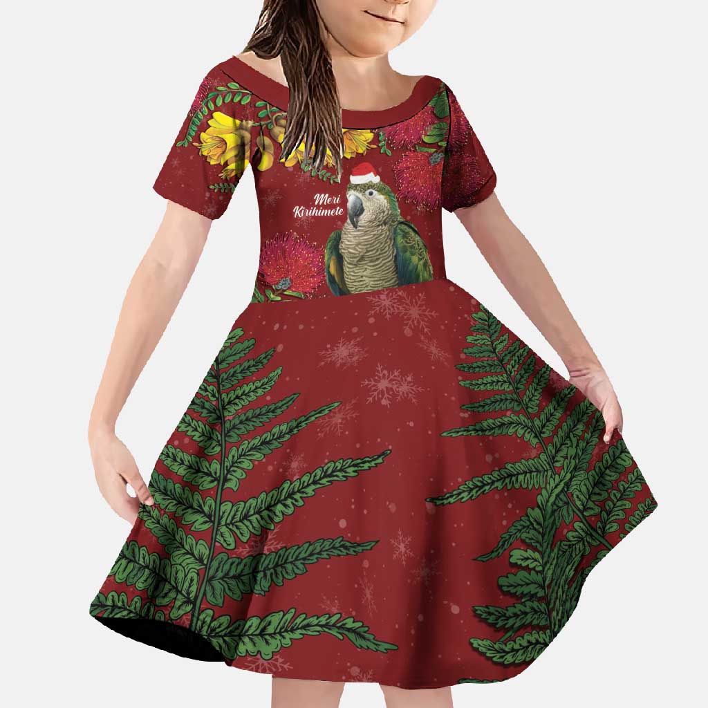 Kakapo Bird New Zealand Family Matching Long Sleeve Bodycon Dress and Hawaiian Shirt Floral Christmas