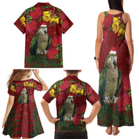 Kakapo Bird New Zealand Family Matching Tank Maxi Dress and Hawaiian Shirt Floral Christmas