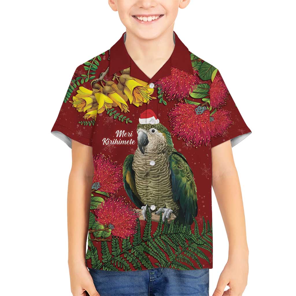 Kakapo Bird New Zealand Family Matching Tank Maxi Dress and Hawaiian Shirt Floral Christmas
