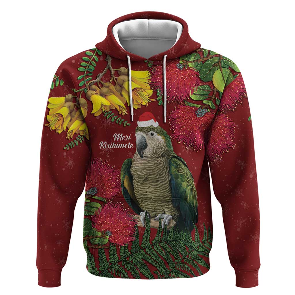 Kakapo Bird New Zealand Hoodie Floral Christmas