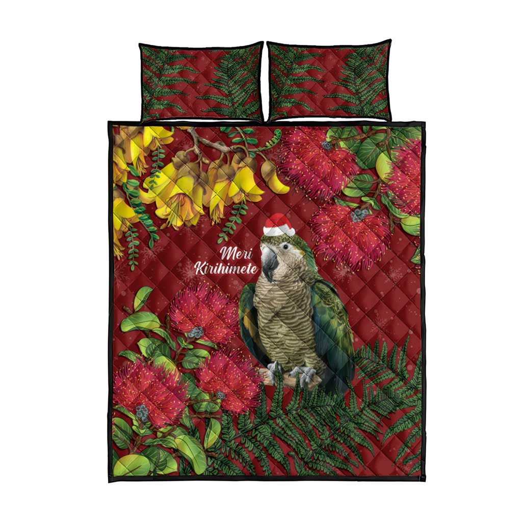 Kakapo Bird New Zealand Quilt Bed Set Floral Christmas