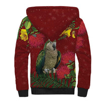 Kakapo Bird New Zealand Sherpa Hoodie Floral Christmas