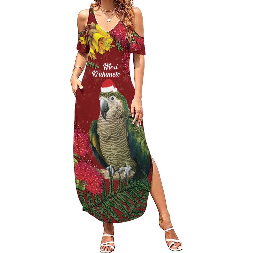 Kakapo Bird New Zealand Summer Maxi Dress Floral Christmas