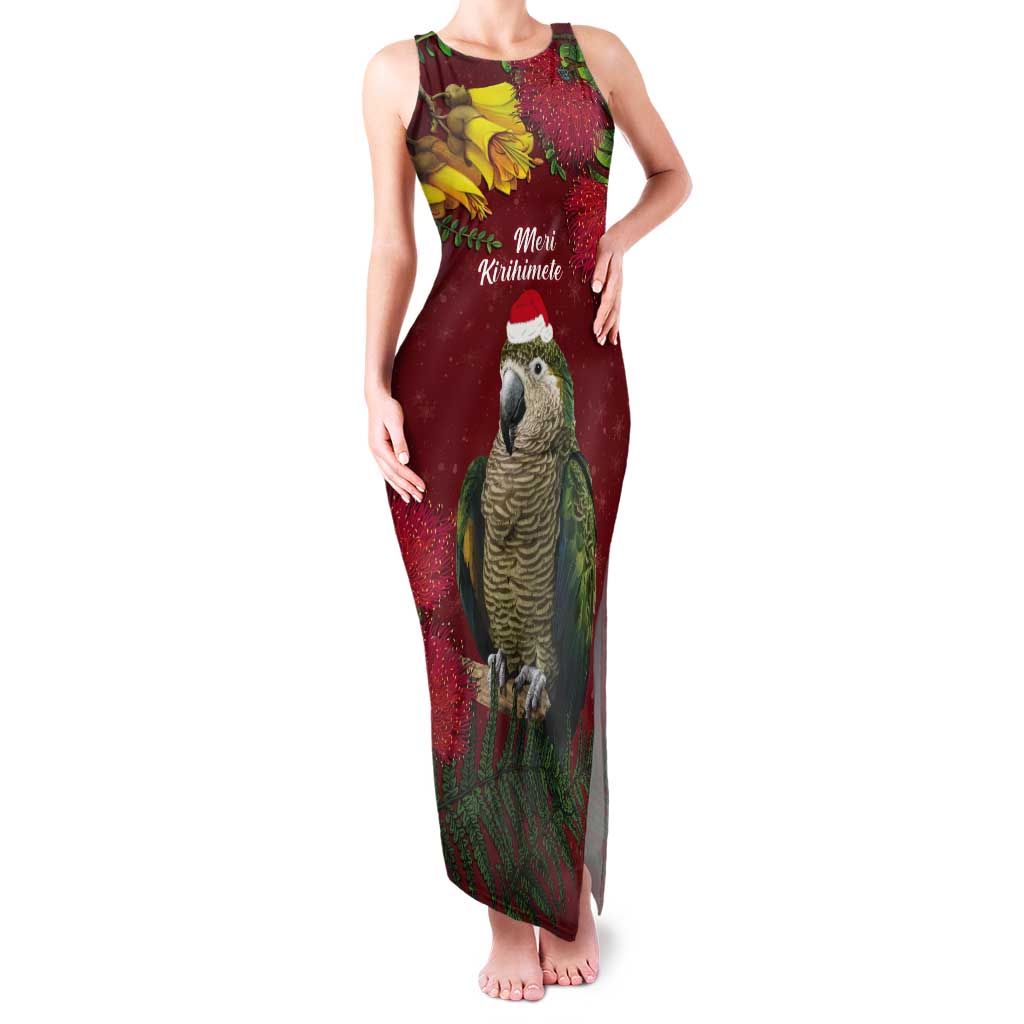 Kakapo Bird New Zealand Tank Maxi Dress Floral Christmas