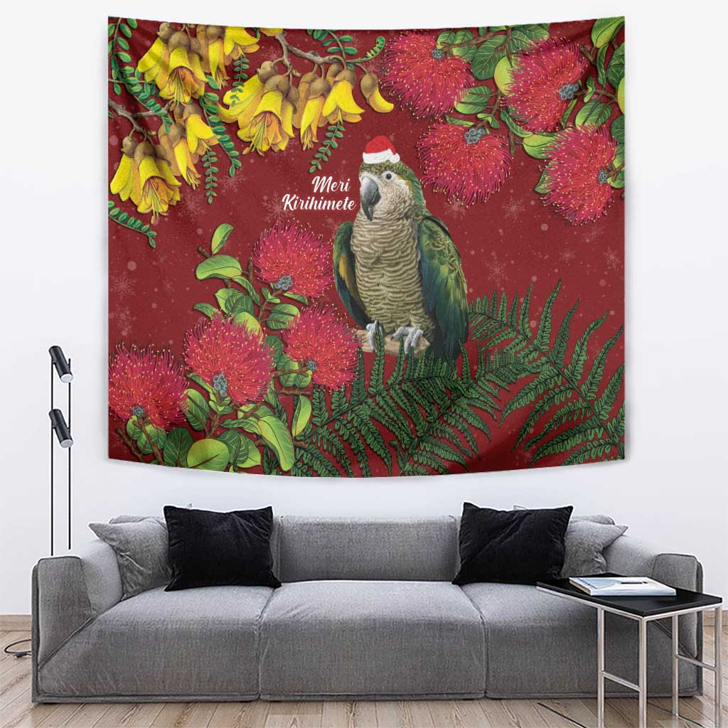 Kakapo Bird New Zealand Tapestry Floral Christmas