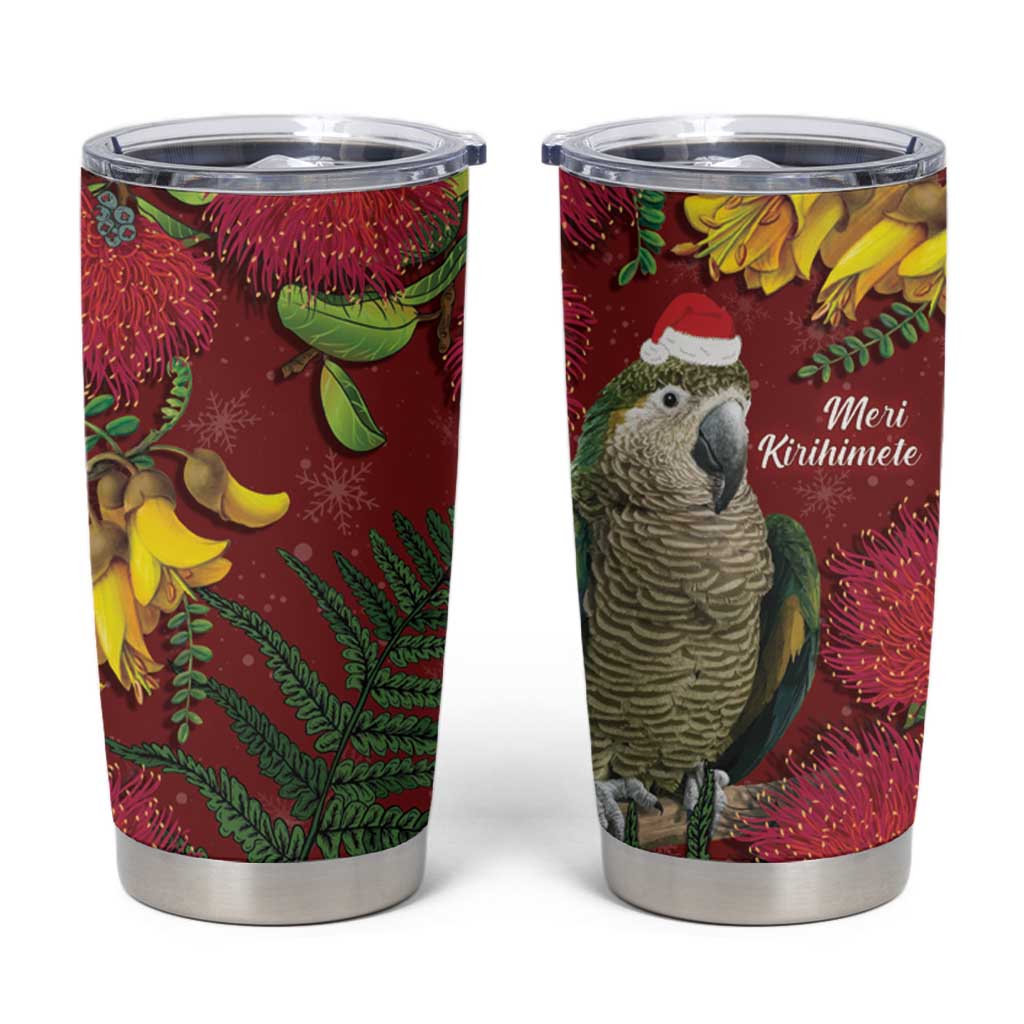 Kakapo Bird New Zealand Tumbler Cup Floral Christmas