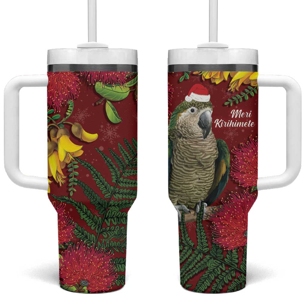 Kakapo Bird New Zealand Tumbler With Handle Floral Christmas