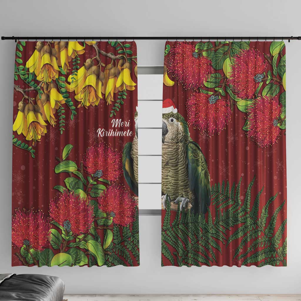 Kakapo Bird New Zealand Window Curtain Floral Christmas
