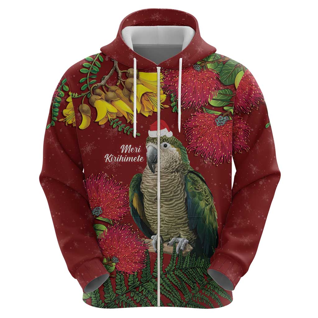 Kakapo Bird New Zealand Zip Hoodie Floral Christmas LT7 - Polynesian Pride