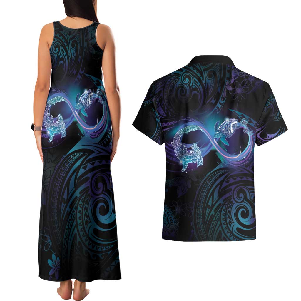 Polynesian Personalized Memorial Couples Matching Tank Maxi Dress and Hawaiian Shirt Oceanic Infinity Symbol - Until We Meet Again LT7 - Polynesian Pride