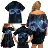 Polynesian Personalized Memorial Family Matching Off Shoulder Short Dress and Hawaiian Shirt Oceanic Infinity Symbol - Until We Meet Again - Polynesian Pride