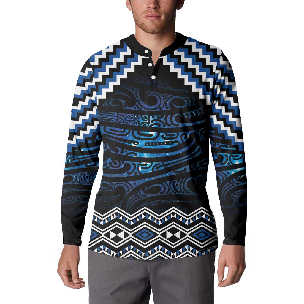 New Zealand Matariki Button Sweatshirt Galaxy Styled Taniko