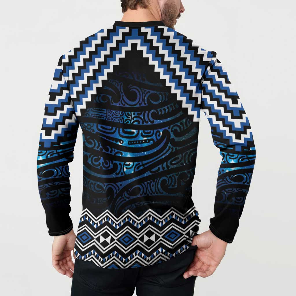 New Zealand Matariki Button Sweatshirt Galaxy Styled Taniko