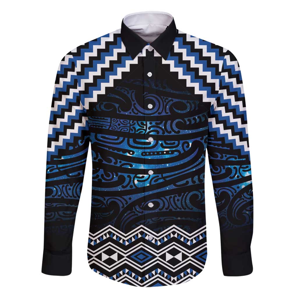 New Zealand Matariki Family Matching Long Sleeve Bodycon Dress and Hawaiian Shirt Galaxy Styled Taniko