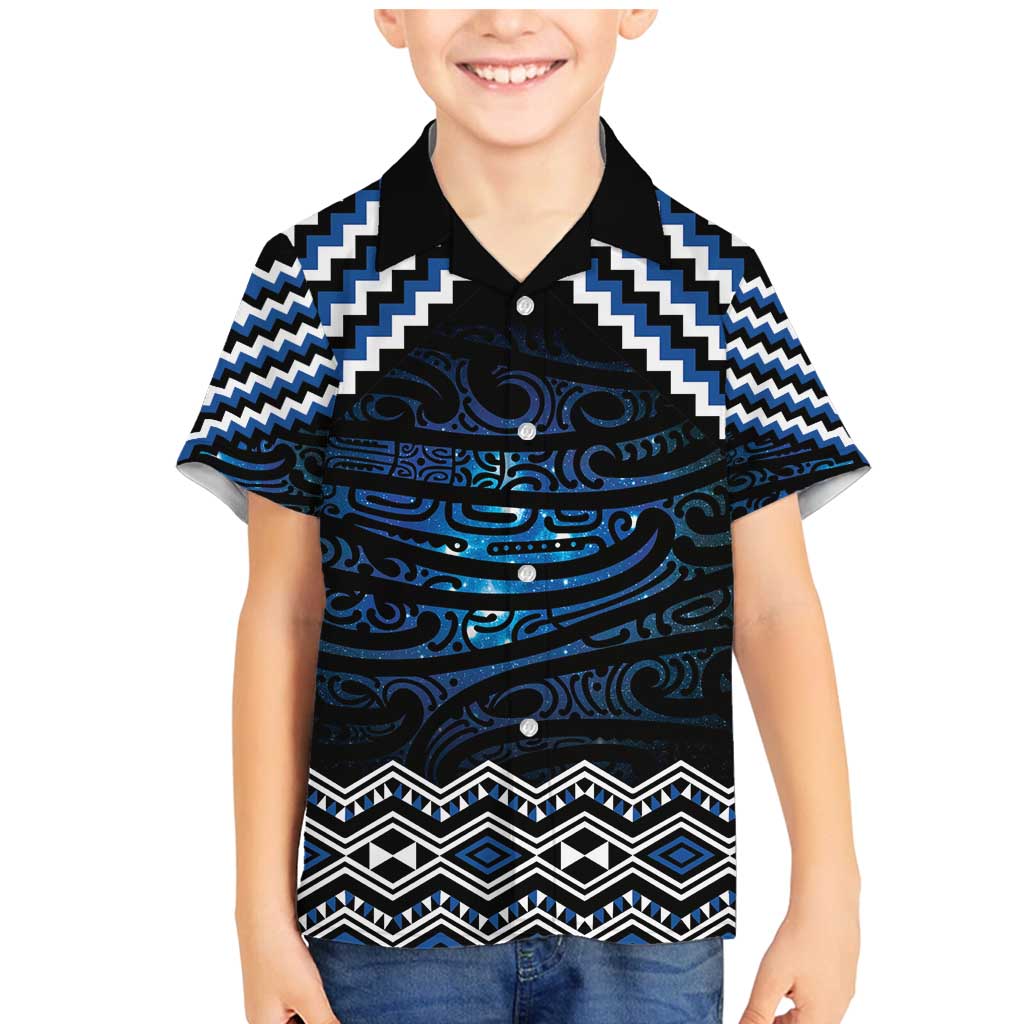 New Zealand Matariki Family Matching Mermaid Dress and Hawaiian Shirt Galaxy Styled Taniko