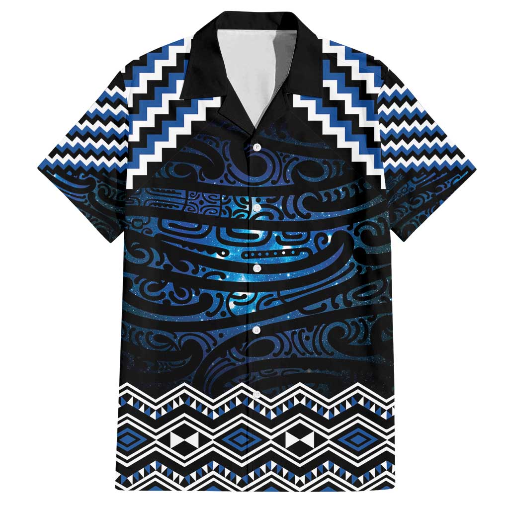 New Zealand Matariki Family Matching Off Shoulder Short Dress and Hawaiian Shirt Galaxy Styled Taniko