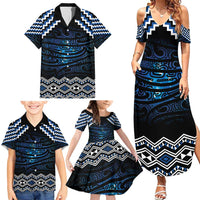 New Zealand Matariki Family Matching Summer Maxi Dress and Hawaiian Shirt Galaxy Styled Taniko