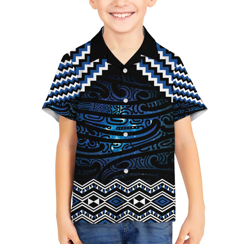 New Zealand Matariki Family Matching Summer Maxi Dress and Hawaiian Shirt Galaxy Styled Taniko