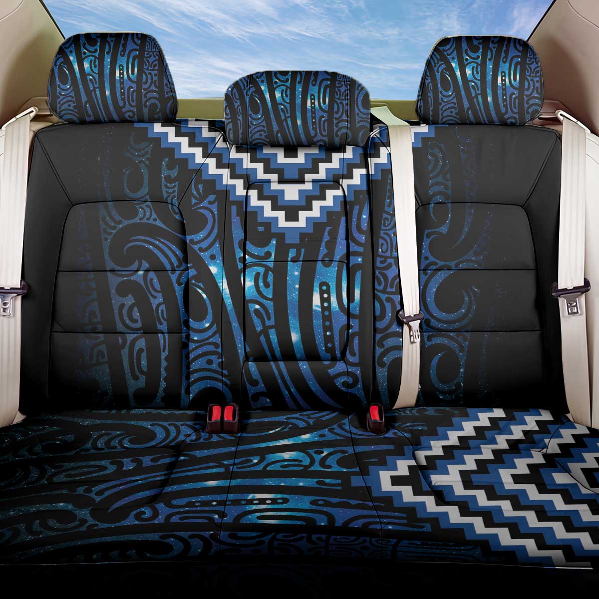 New Zealand Matariki Back Car Seat Cover Galaxy Poutama Motifs