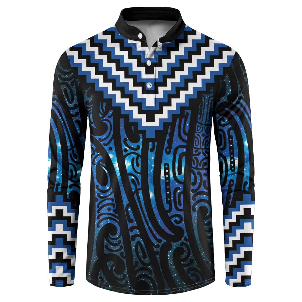 New Zealand Matariki Button Sweatshirt Galaxy Poutama Motifs