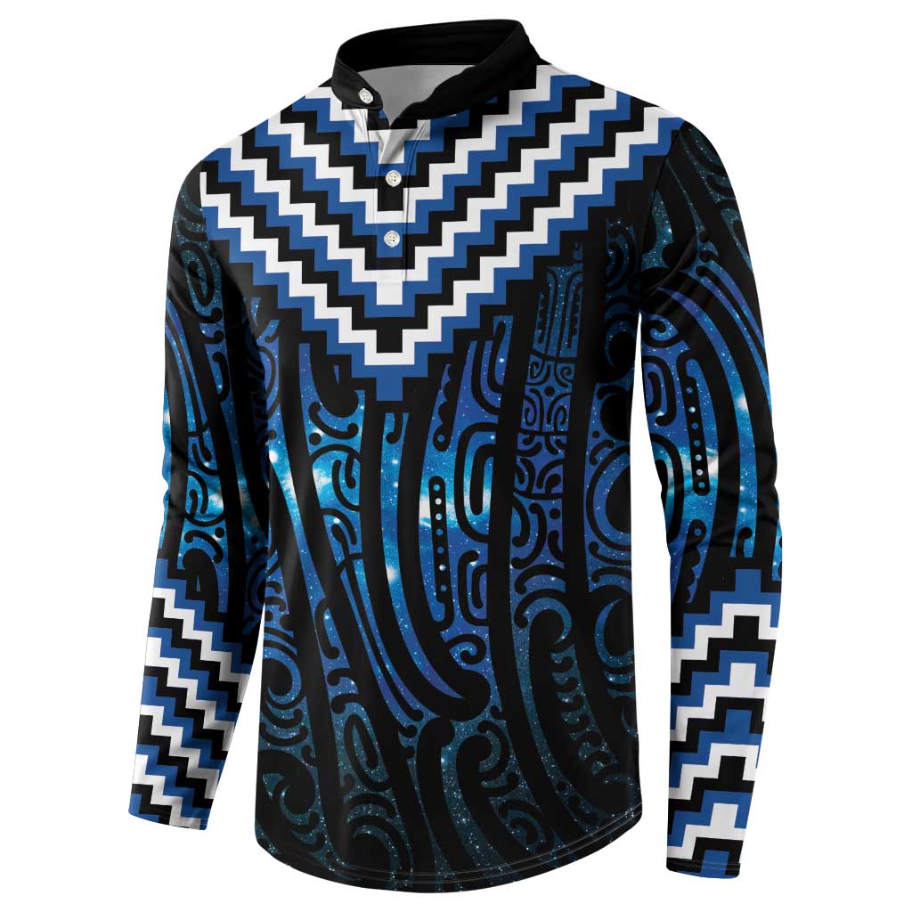 New Zealand Matariki Button Sweatshirt Galaxy Poutama Motifs