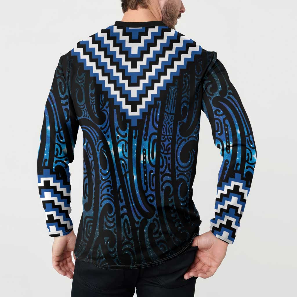 New Zealand Matariki Button Sweatshirt Galaxy Poutama Motifs