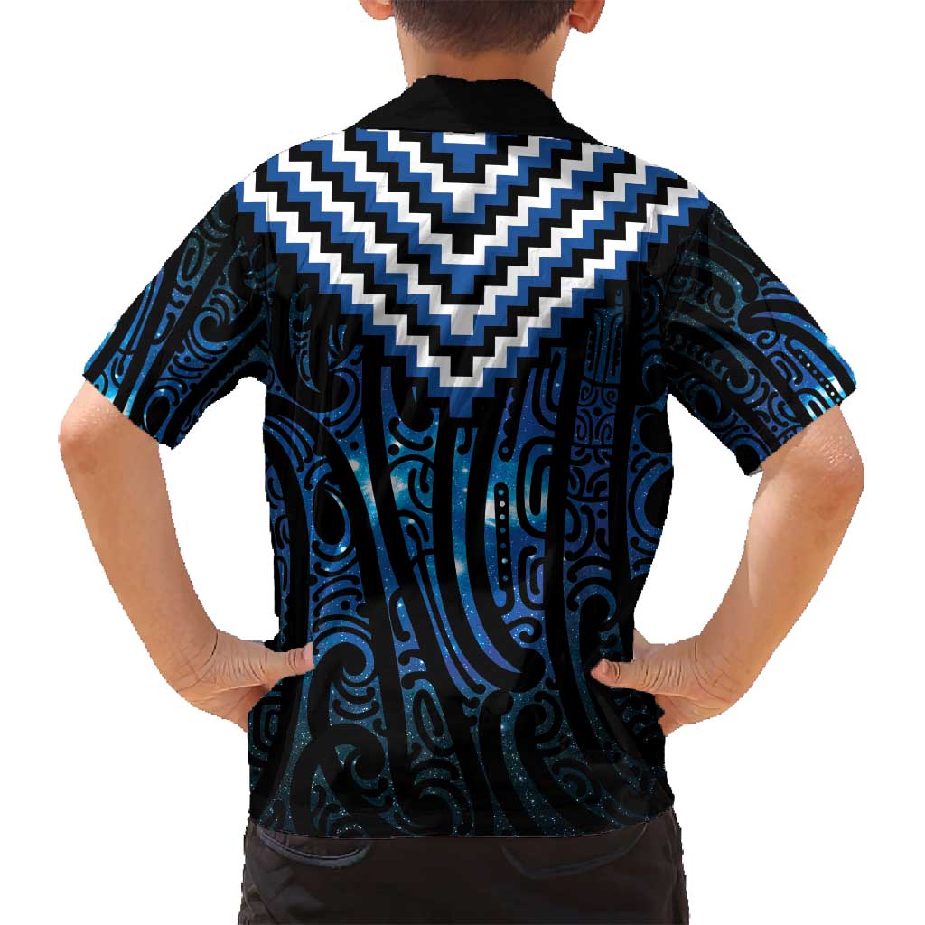 New Zealand Matariki Family Matching Off Shoulder Short Dress and Hawaiian Shirt Galaxy Poutama Motifs