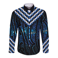 New Zealand Matariki Long Sleeve Button Shirt Galaxy Poutama Motifs