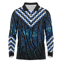 New Zealand Matariki Long Sleeve Polo Shirt Galaxy Poutama Motifs