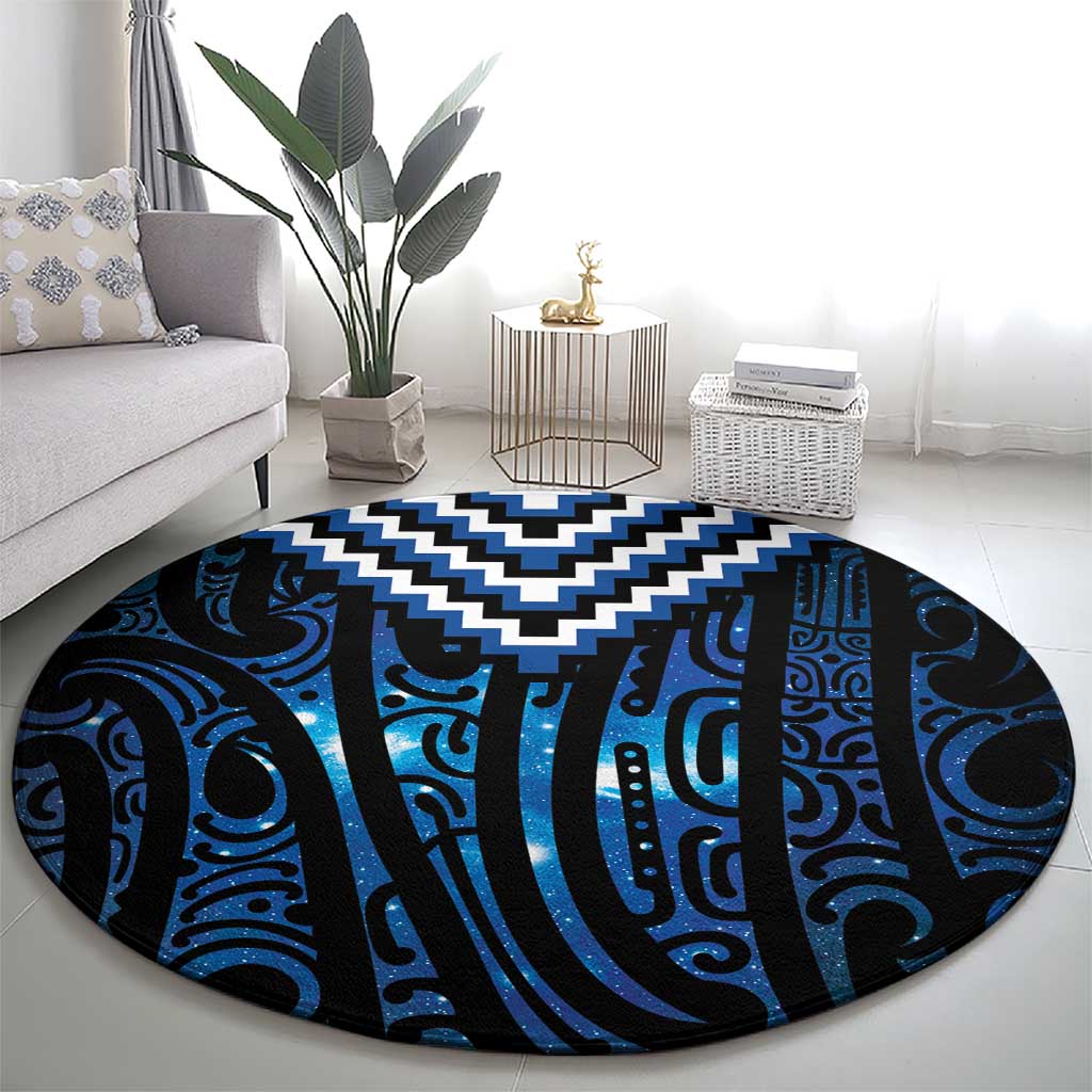 New Zealand Matariki Round Carpet Galaxy Poutama Motifs