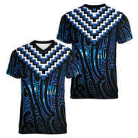 New Zealand Matariki Women V-Neck T-Shirt Galaxy Poutama Motifs