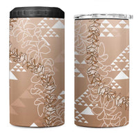 Hawaii Beige Kapa 4 in 1 Can Cooler Tumbler Vintage 'Ohe Kāpala Motifs Mix Plumeria Leis LT7 One Size: 16 oz Beige - Polynesian Pride
