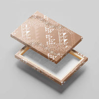 Hawaii Beige Kapa Canvas Wall Art Vintage 'Ohe Kāpala Motifs Mix Plumeria Leis