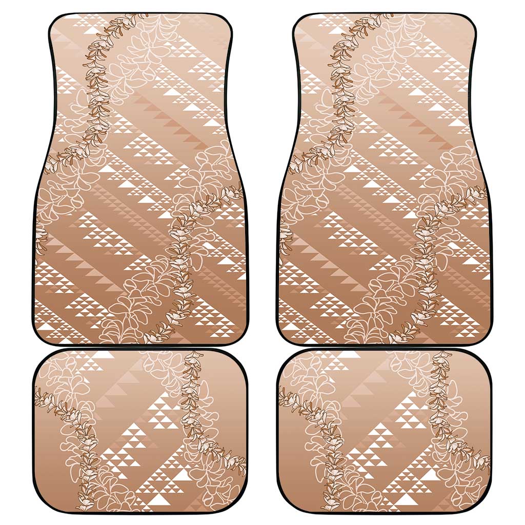 Hawaii Beige Kapa Car Mats Vintage 'Ohe Kāpala Motifs Mix Plumeria Leis