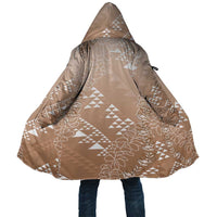 Hawaii Beige Kapa Cloak Vintage 'Ohe Kāpala Motifs Mix Plumeria Leis