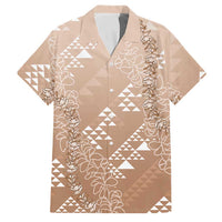 Hawaii Beige Kapa Family Matching Puletasi and Hawaiian Shirt Vintage 'Ohe Kāpala Motifs Mix Plumeria Leis LT7 Dad's Shirt - Short Sleeve Beige - Polynesian Pride