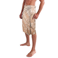 Hawaii Beige Kapa Lavalava Vintage 'Ohe Kāpala Motifs Mix Plumeria Leis