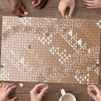 Hawaii Beige Kapa Puzzle Vintage 'Ohe Kāpala Motifs Mix Plumeria Leis