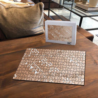 Hawaii Beige Kapa Puzzle Vintage 'Ohe Kāpala Motifs Mix Plumeria Leis