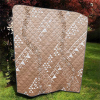 Hawaii Beige Kapa Quilt Vintage 'Ohe Kāpala Motifs Mix Plumeria Leis