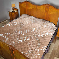Hawaii Beige Kapa Quilt Vintage 'Ohe Kāpala Motifs Mix Plumeria Leis