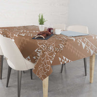 Hawaii Beige Kapa Tablecloth Vintage 'Ohe Kāpala Motifs Mix Plumeria Leis