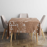 Hawaii Beige Kapa Tablecloth Vintage 'Ohe Kāpala Motifs Mix Plumeria Leis