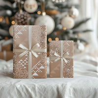 Hawaii Kapa Vintage Motifs Mix Plumeria Leis Wrapping Paper Beige